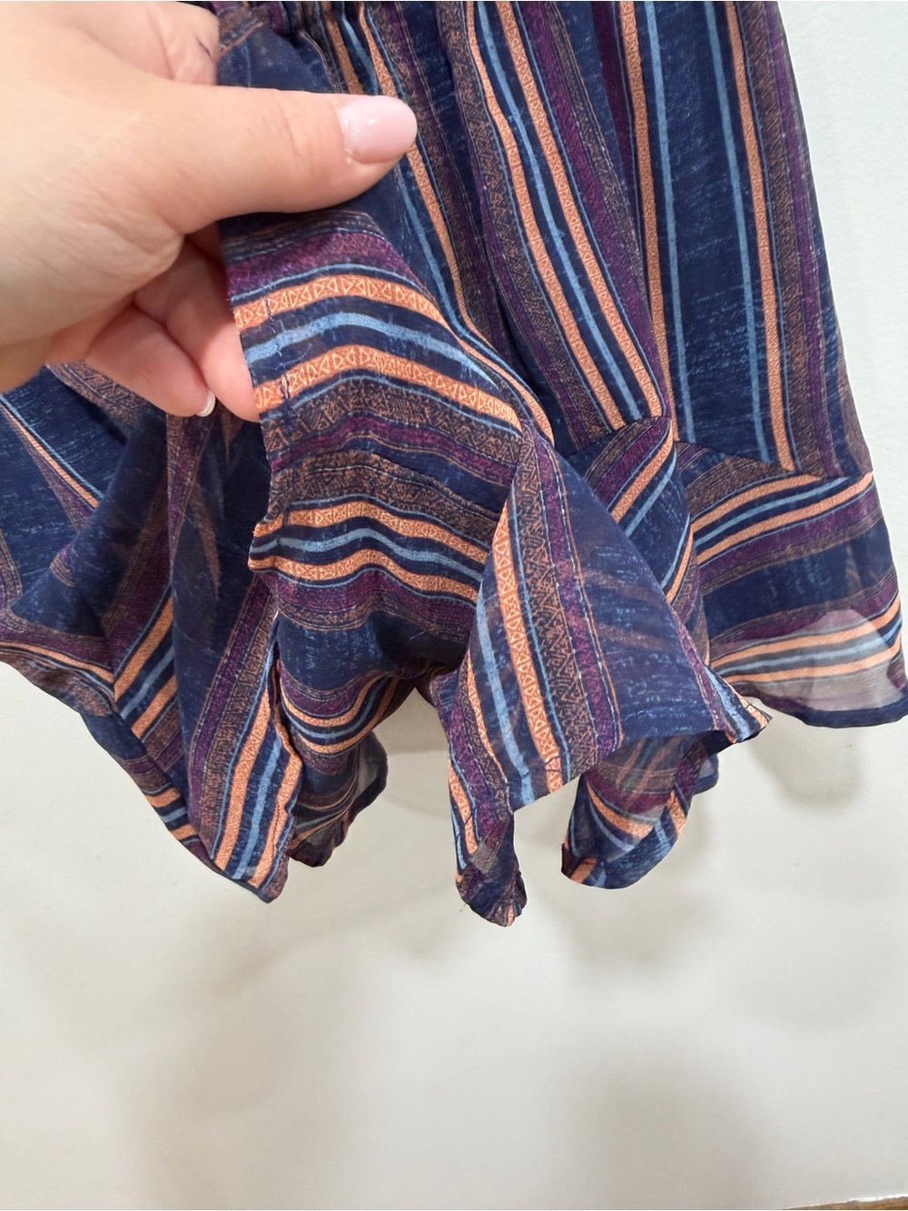 BCBGeneration Striped Ruffle Hem Romper Boho Festival Style XS - Picture 6 of 9